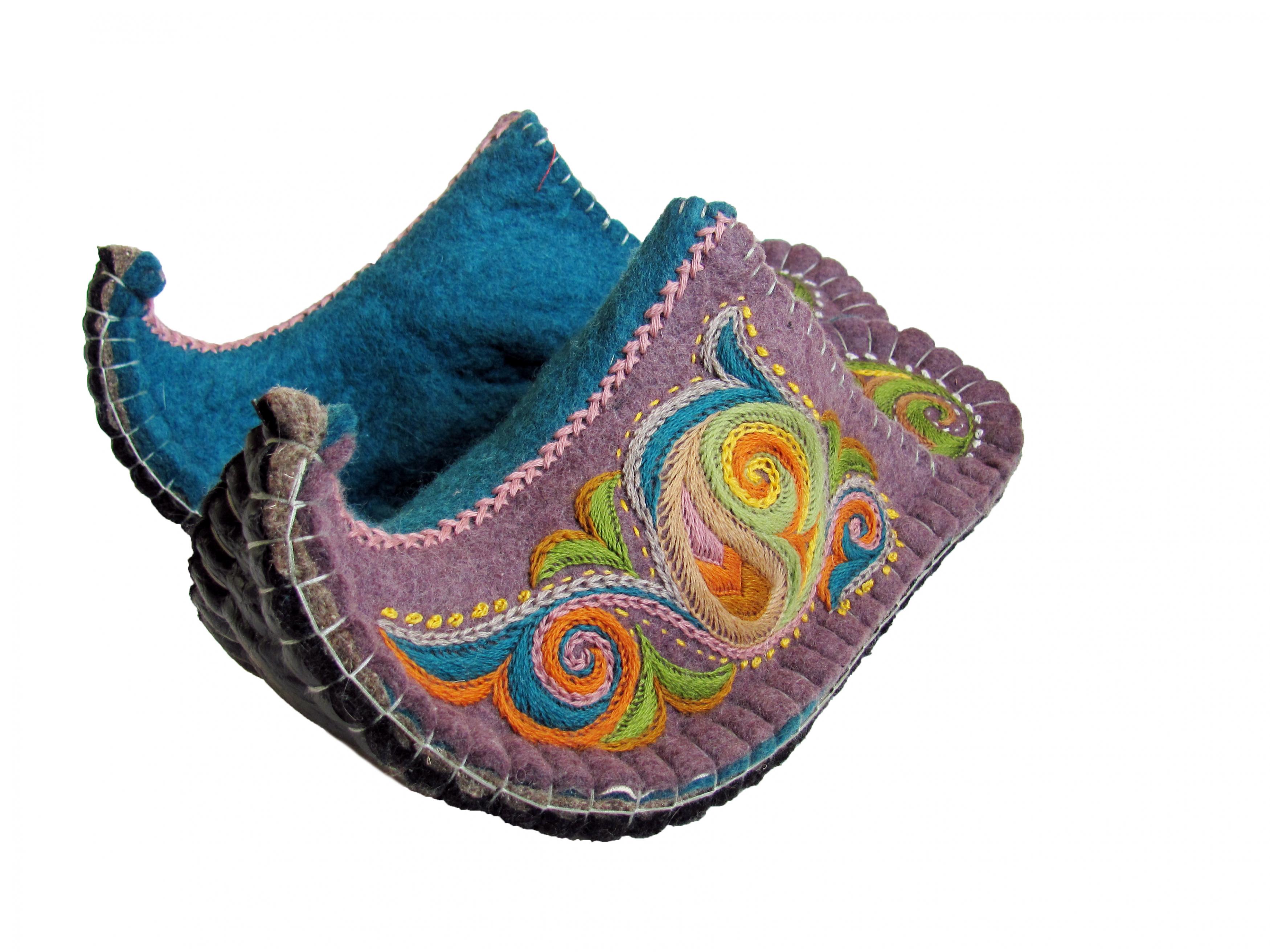 Handmade Felted Slippers Aladdin With Embroidery. GIFT PACKAGED. READY ...